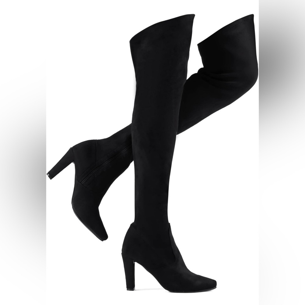 Over the Knee Women's Heeled Boots - Black